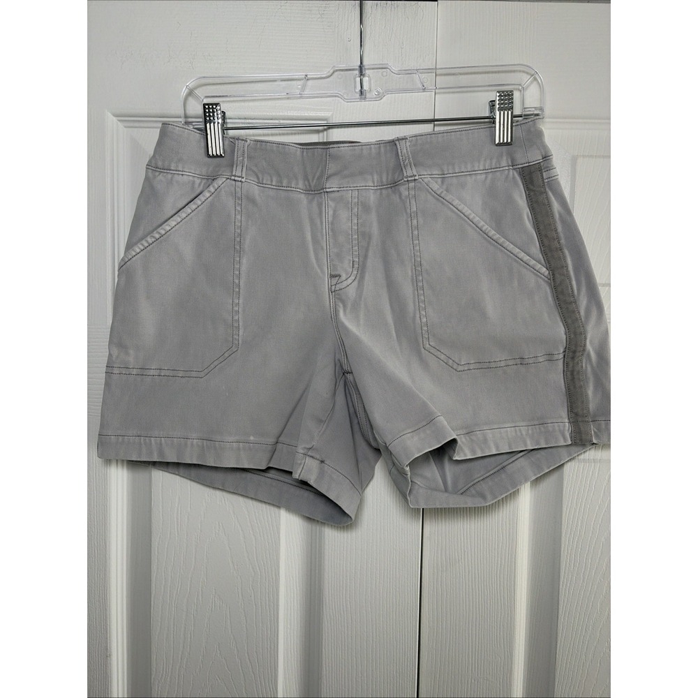 Spanx Twill Shorts Womens Size M Gray Pull On Shaping Utility Pockets Stretch